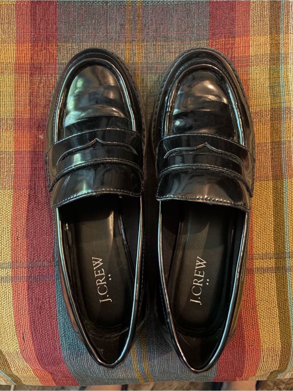 J. Crew Ladies Black Patent Leather Penny Loafers
